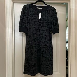 Loft knee length shift dress grey and black. NWT